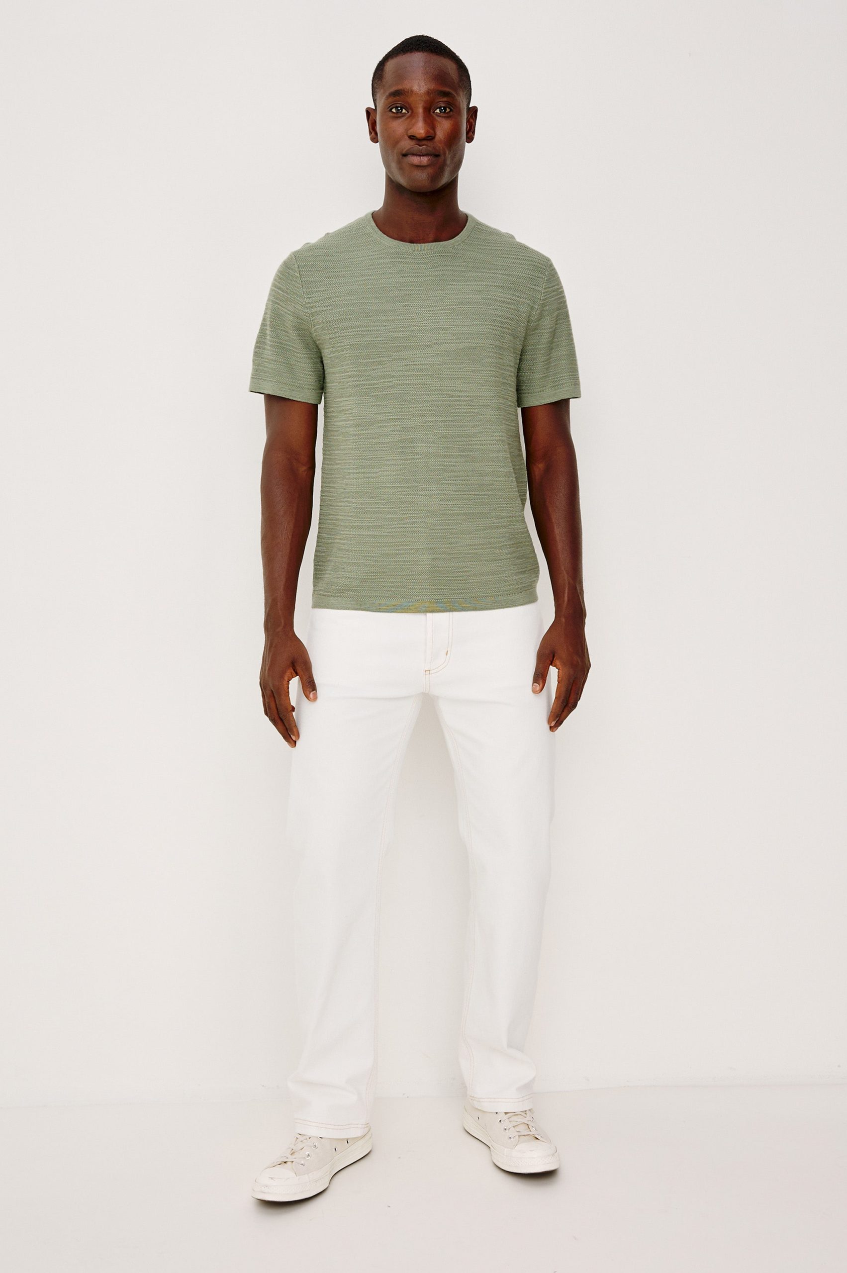 THEO SHORT SLEEVE SWEATER - SILVER SAGE - Image 3