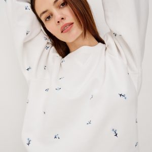 TIFFANY SWEATSHIRT - EMBROIDERED BLUE IRIS