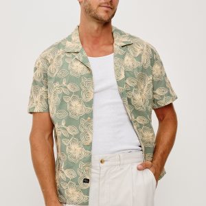TYLER SHIRT - FLORAL ROPE JADE