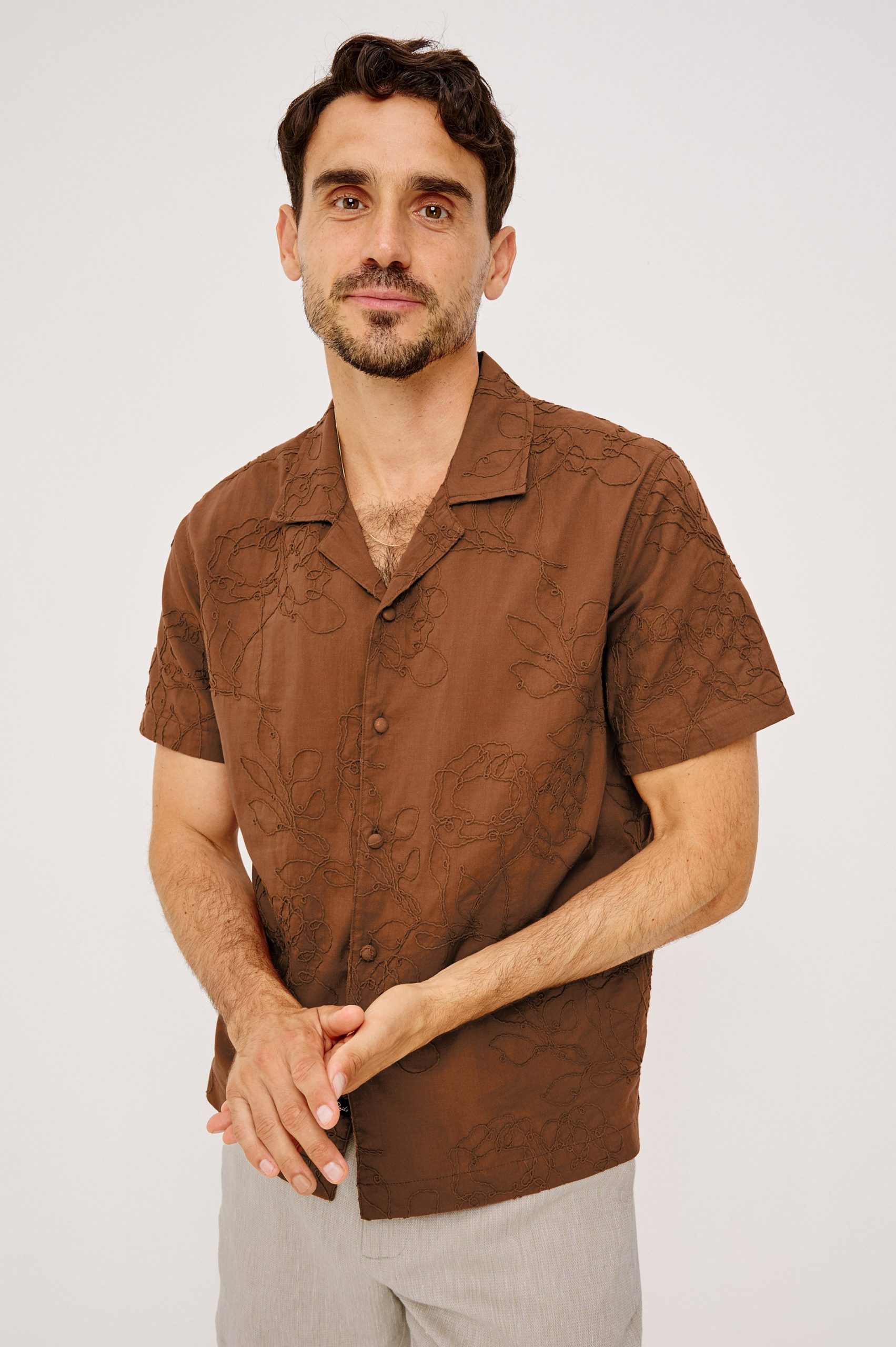 TYLER SHIRT - FLORAL ROPE RUST