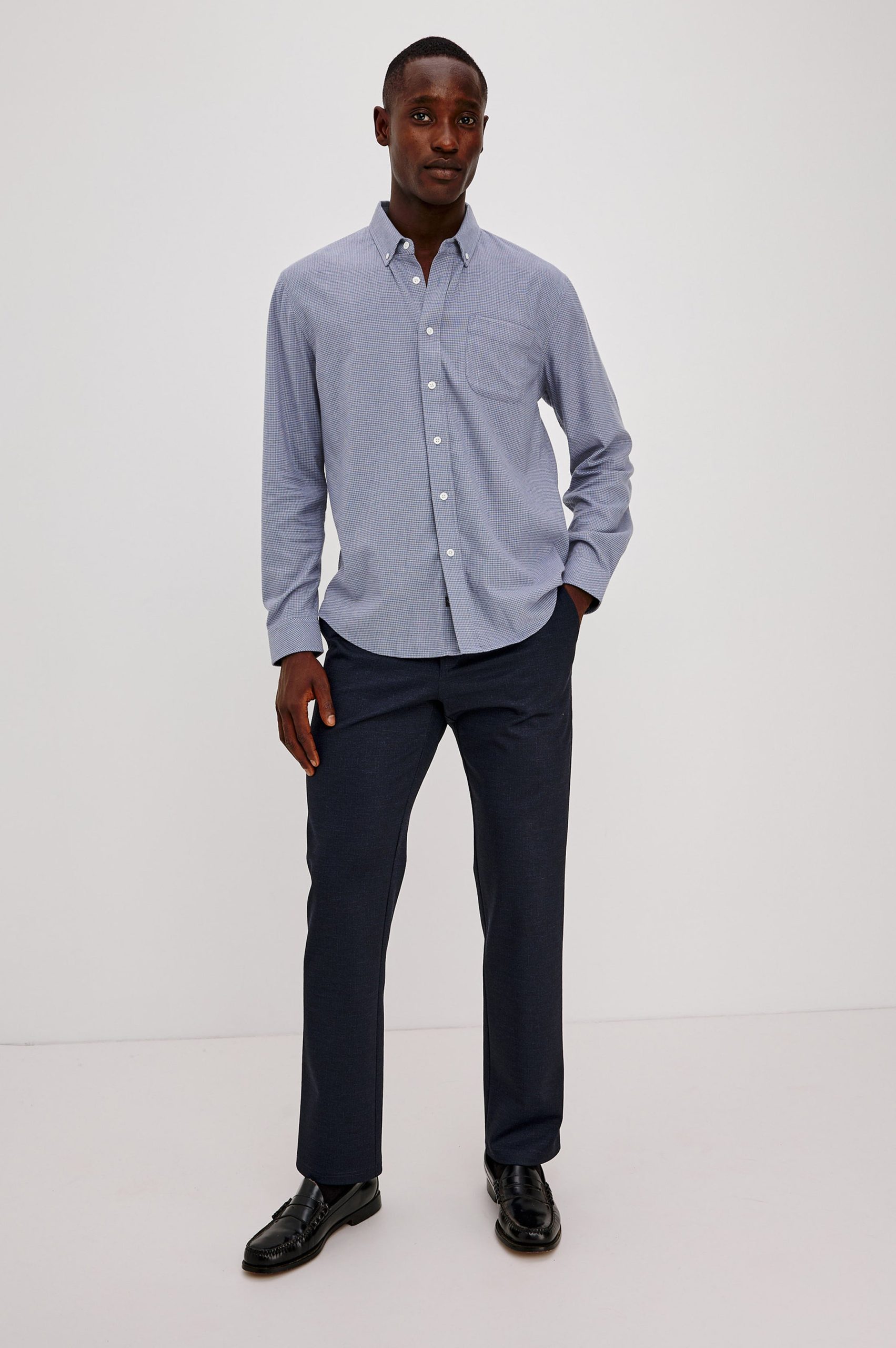 VANCE SHIRT - BLUE HEATHER GRID