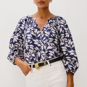 VASIA TOP - NAVY VINES