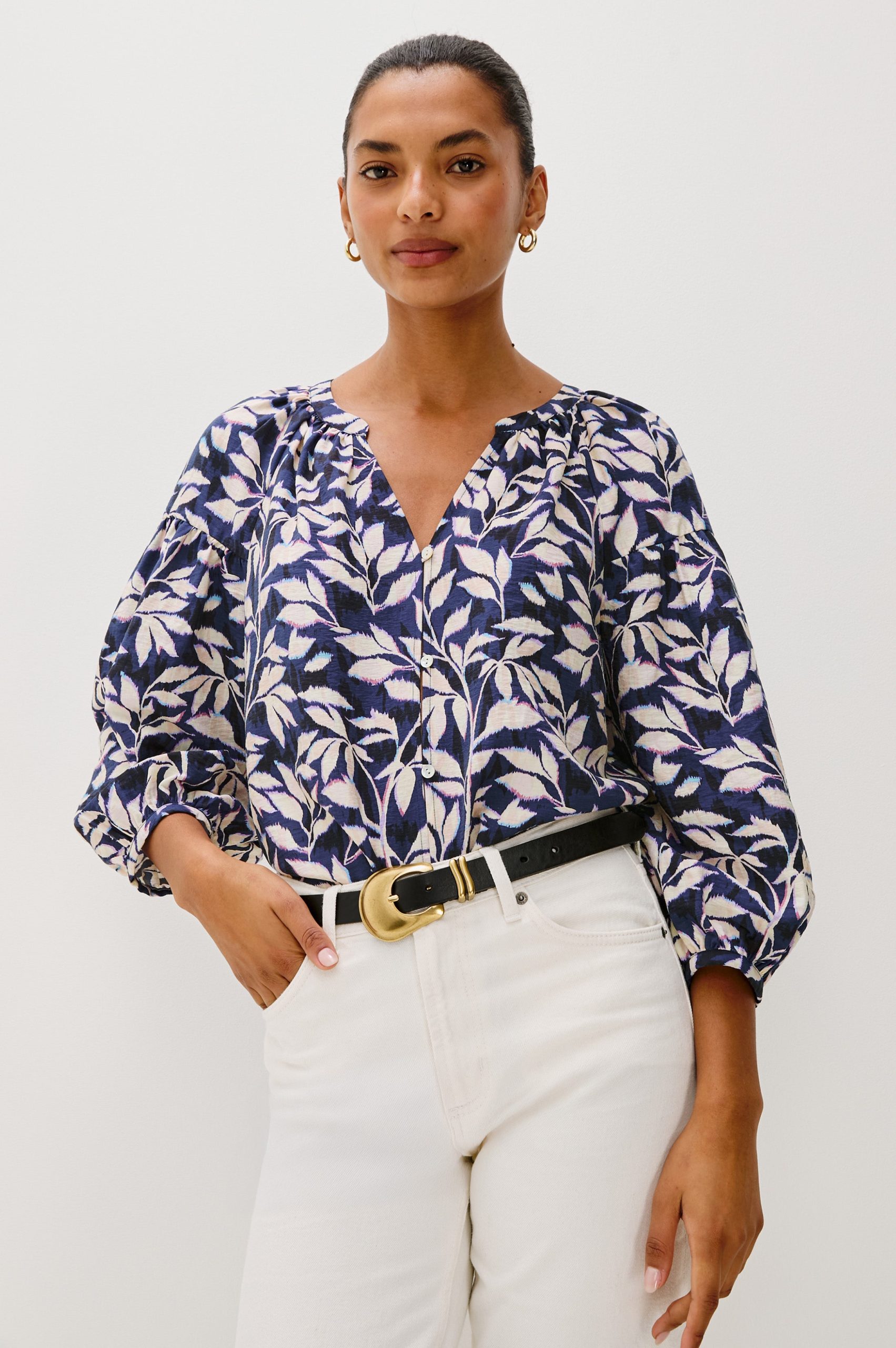 VASIA TOP - NAVY VINES