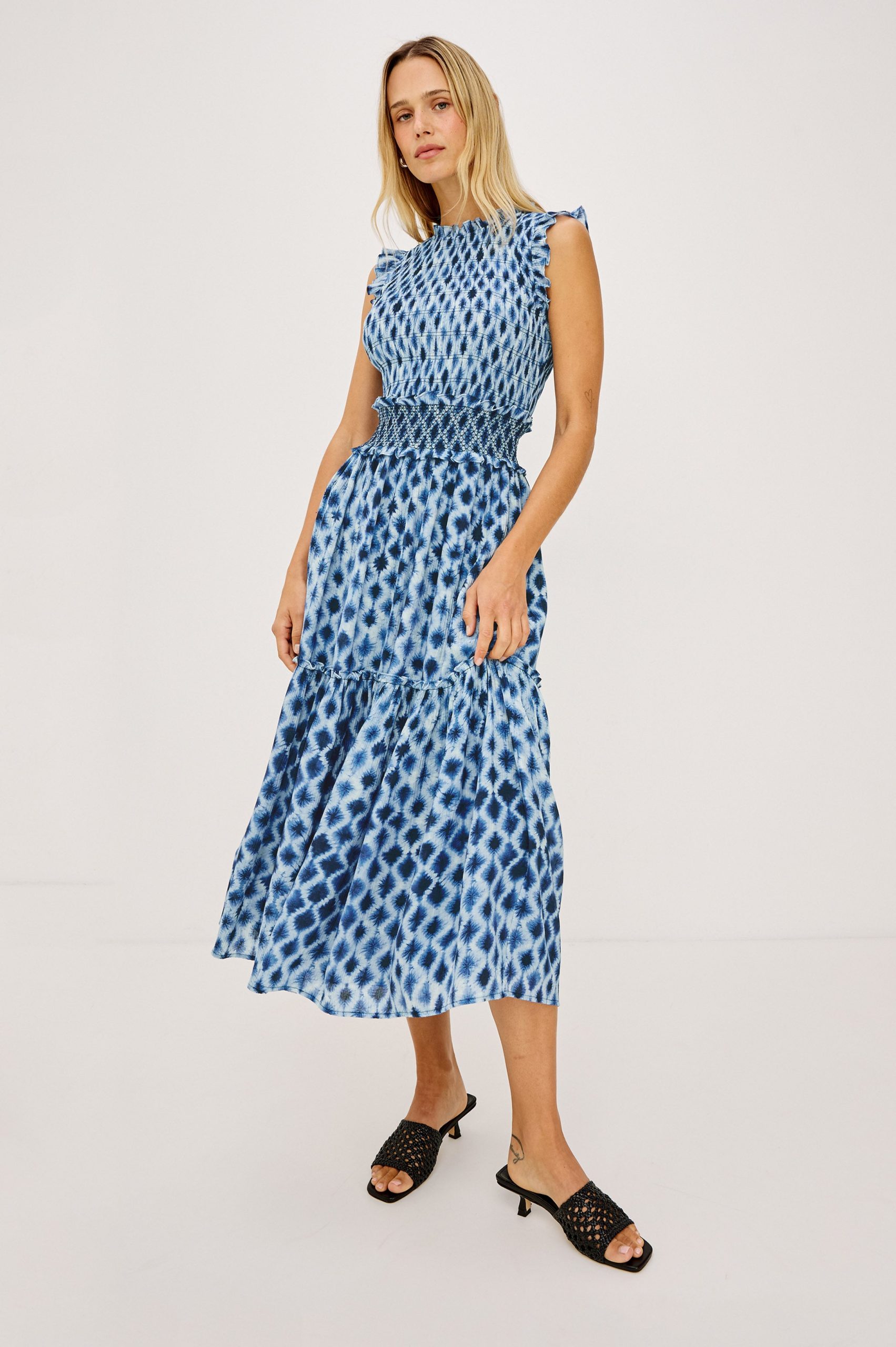 VIVIER DRESS - SAPPHIRE SHIBORI
