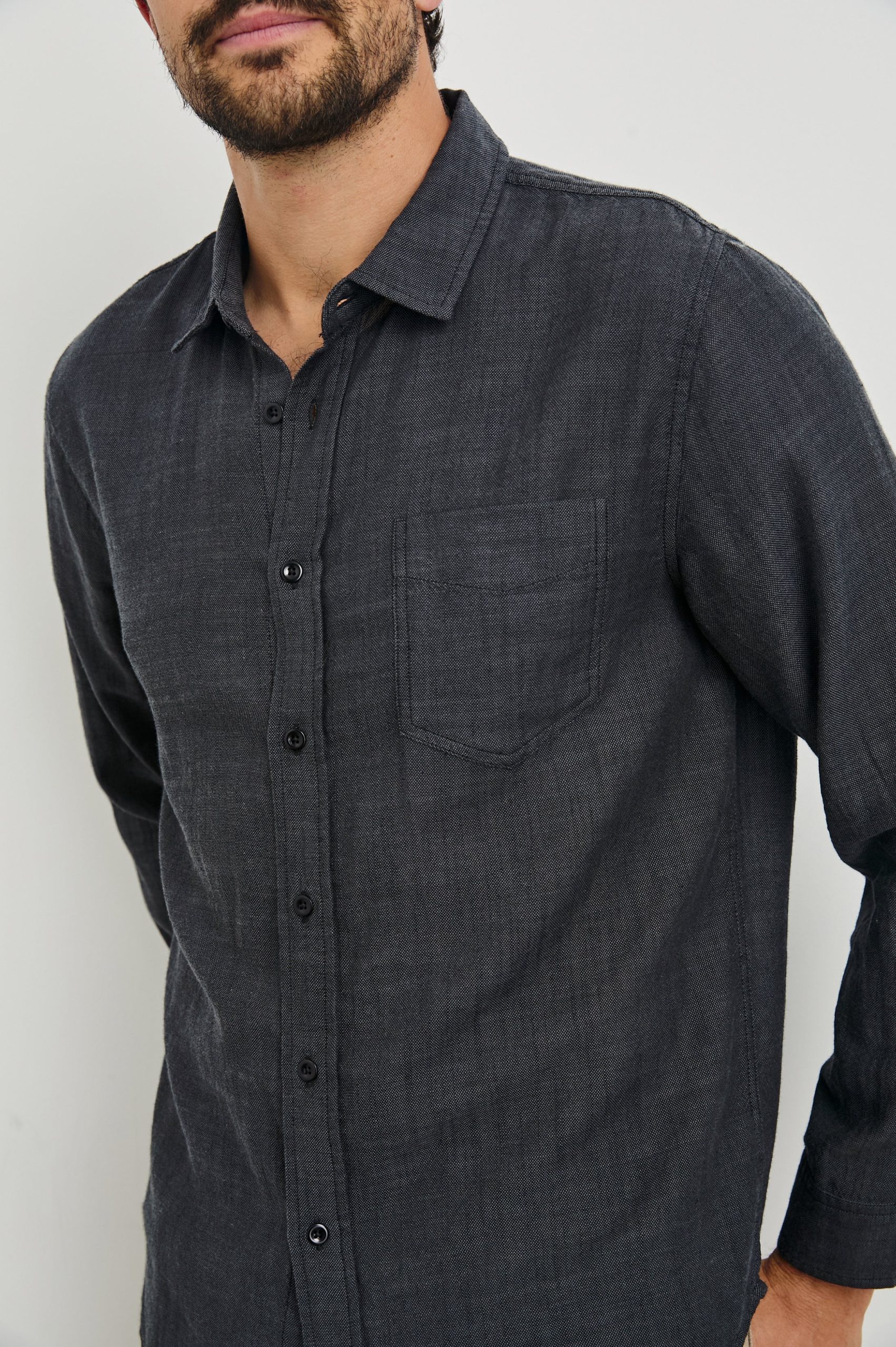 WYATT SHIRT - BLACK CHAMBRAY - Image 2