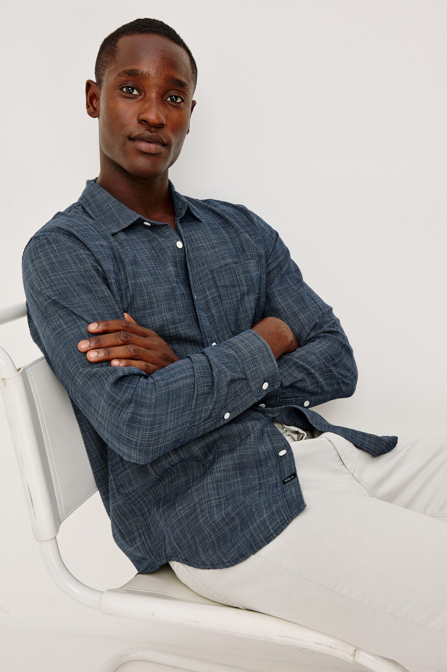 WYATT SHIRT - NAVY ETCH
