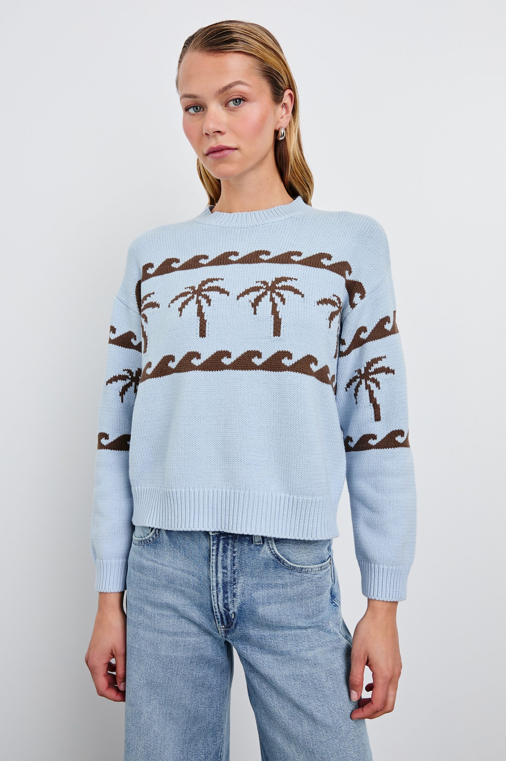 ZOEY SWEATER - PALM STRIPE